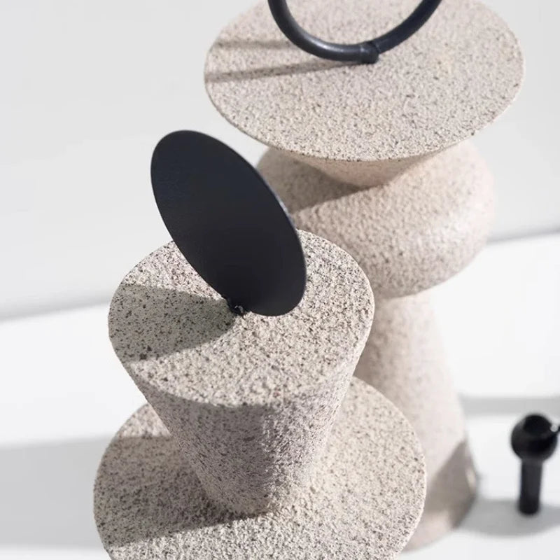 Modern Abstract Geometric Sandstone Statue