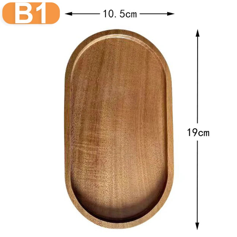 Wooden Round Rectangle Food Tray