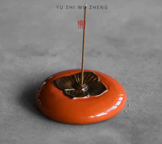 Handmade persimmon-scented ceramic incense stove and Chinese tea set collection — elegant zen garden teaware in porcelain, purple clay or glass.