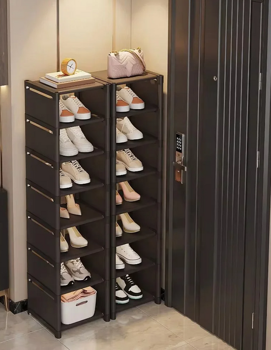 Shoe Organizer Maximized Corner Space Stackable System offers corner-saving, multi-layer storage; quick assembly, flexible racks at home - order yours today.